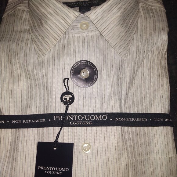 Pronto Uomo Couture White Pinstripe Dress Shirt - NWT - Picture 1 of 2